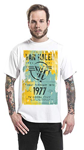 Van Halen Pasadena 1977 Camiseta Blanco M