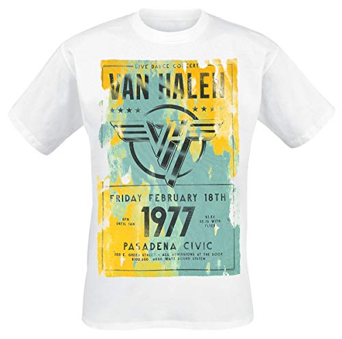 Van Halen Pasadena 1977 Camiseta Blanco M