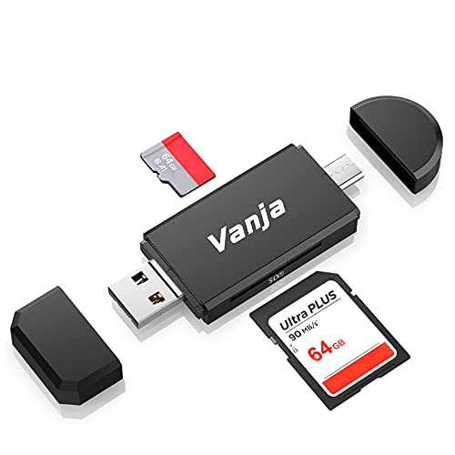 Vanja Lector Tarjeta de Memoria SD/Micro SD, Adaptador Micro USB OTG y Lector de Tarjetas USB 2.0 Computadoras de Escritorio y Portátiles/Teléfonos Inteligentes/Tabletas con Función OTG