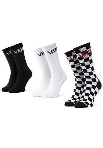 Vans Classic Crew (6.5-9, 3PK) Calcetines, BLACK-CHECKERBOARD, Talla única para Hombre