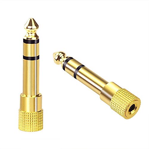 VCE Adaptador de Audio Jack 6.35 a 3.5mm, Convertidor de Jack a Mini Jack 6.35mm a 3.5mm Macho a Hembra para Auriculares,Altavoces, Amplificador,Mezclador de Audio 2 Unidades