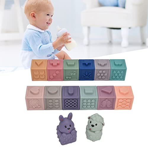 Vcriczk Bloques Blandos para Bebés, Bloques de Construcción Apilables, Colores Brillantes, 14 Piezas, Pegamento Flexible Masticable para Niños, Juguete para Niñas(1044)