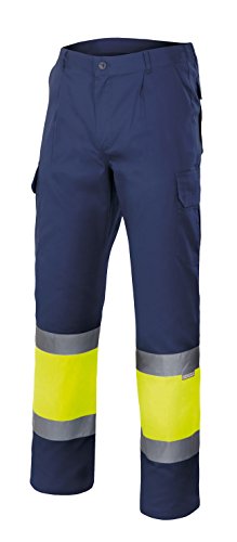 Velilla 156/C60/TM Pantalón de Alta Visibilidad, Azul Marino y Amarillo Fluorescente, M