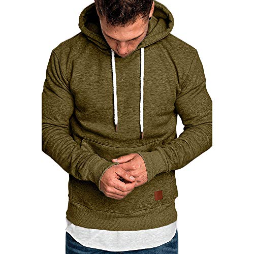 ¡Venta de liquidación! Sudadera con Capucha Hombre Hoodie Adolescentes Chico Pullover Básico Top Chandal Hombres Blusa Clásico Ropa Deportivos Casual Streetwear Yvelands(Verde F,XXXL)