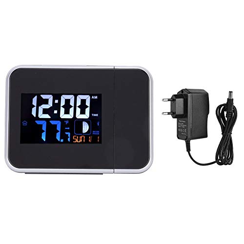 Venta loca Despertadores digitales con pantalla LCD, reloj electrónico de ondas de radio negro, para uso en el hogar de la oficina de los profesores(European standard 220V)