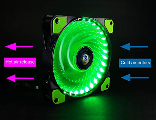 Ventilador de PC,CONISY 120 mm LED Gaming Ultra Silencioso Ventiladores para Caja de Ordenador (Verde,Doble)