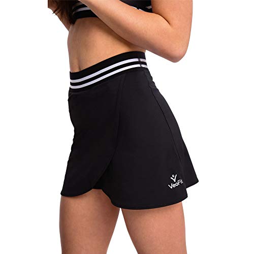 VeoFit Falda Deportiva para Mujer con Pantalón Corto Integrado y Bolsillo Lateral - Cómoda, Transpirable, Elegante Falda de Yoga, Tennis Skirt, Golf Skort con Diseño francés - L