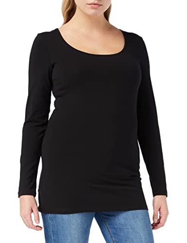 Vero Moda Damen VMMAXI My LS Soft Long U-Neck NOOS' Langarmshirt, Schwarz (Black), 36 (Herstellergröße: Small)