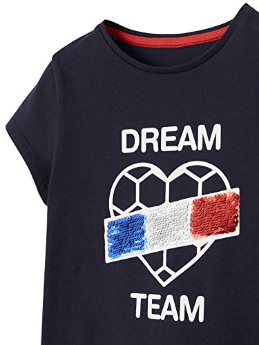 Vertbaudet Camiseta de deporte para niña, diseño de bandera de Francia azul oscuro 98 cm-104 cm