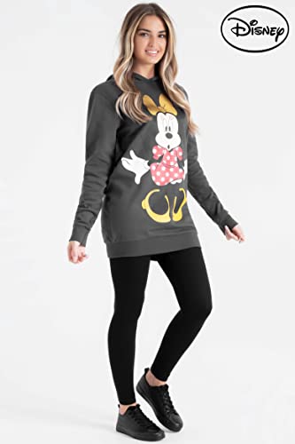 Vestido estilo sudadera con diseño de Disney, con capucha de Minnie Mouse, para mujer, de algodón, largo