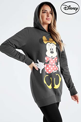 Vestido estilo sudadera con diseño de Disney, con capucha de Minnie Mouse, para mujer, de algodón, largo