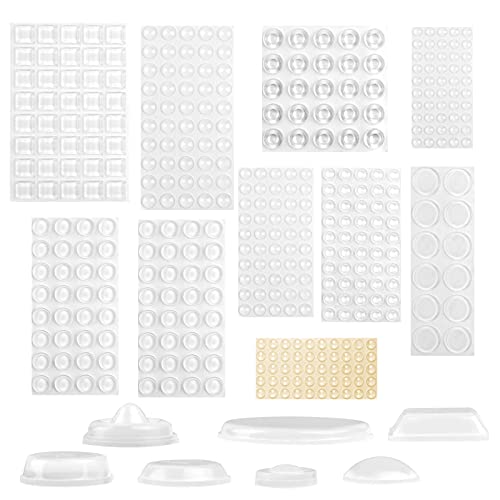 Vicloon Lagrimas Silicona,389PCS Topes Elásticos Transparentes,Almohadilla Autoadhesiva,Amortiguadores Adhesivos para Pared Armario,Tope Protector Adhesivo para Puerta