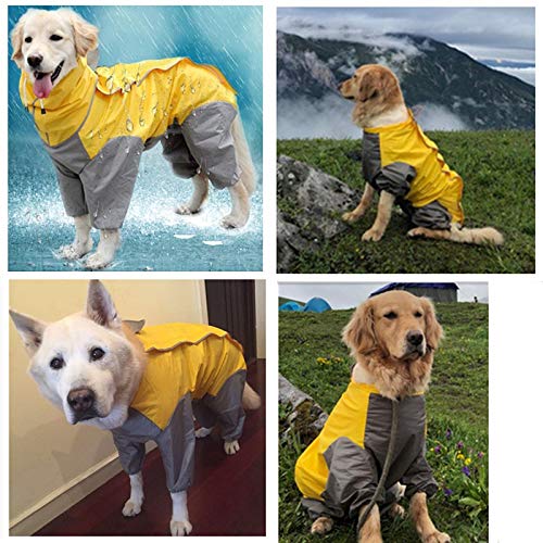 VICTORIE Mascota Perro Impermeables Chubasqueros con Capucha para pequeño Medianas y Grandes Perros Andar excursión Acampada deambular Amarillo 4XL