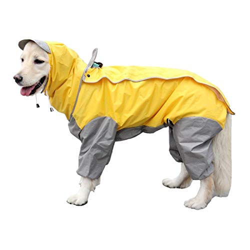 VICTORIE Mascota Perro Impermeables Chubasqueros con Capucha para pequeño Medianas y Grandes Perros Andar excursión Acampada deambular Amarillo 4XL