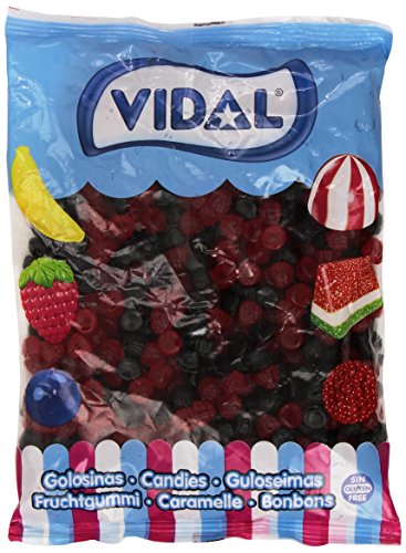 Vidal Golosinas, Moritas Brillo, Caramelo de Goma con Forma y Sabor Mora, Color Rojo y Negro, Bolsa de 1 Kg