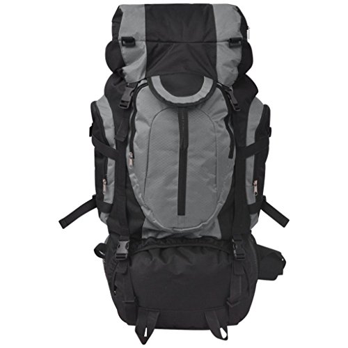 vidaXL Mochila Excursionismo XXL 75 L Negro y Gris