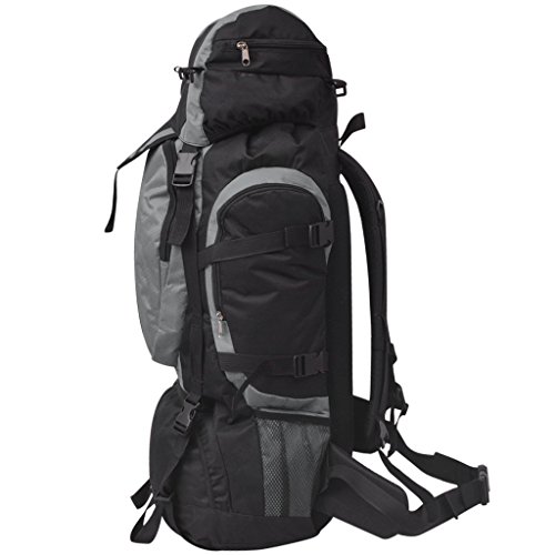 vidaXL Mochila Excursionismo XXL 75 L Negro y Gris