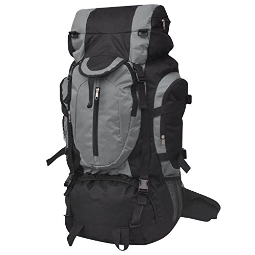 vidaXL Mochila Excursionismo XXL 75 L Negro y Gris