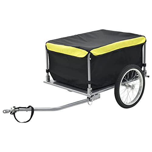 vidaXL Remolque de Carga para Bicicletas Carrito para Equipaje Carro de Mano Comestibles Equipamiento de Camping Duradero Gris y Naranja 65 kg