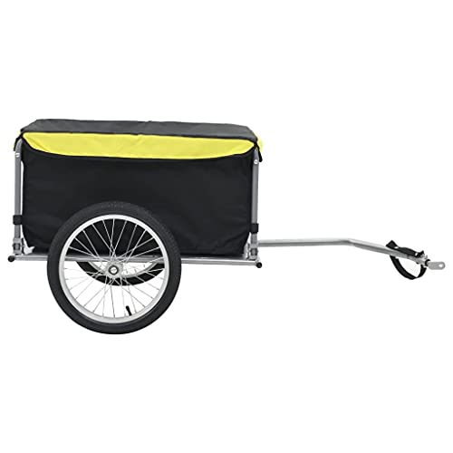 vidaXL Remolque de Carga para Bicicletas Carrito para Equipaje Carro de Mano Comestibles Equipamiento de Camping Duradero Gris y Naranja 65 kg