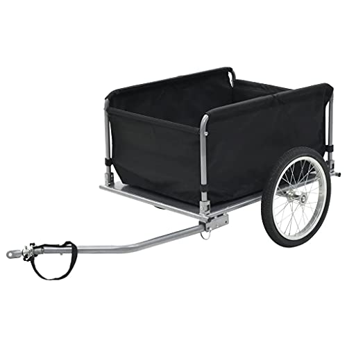 vidaXL Remolque de Carga para Bicicletas Carrito para Equipaje Carro de Mano Comestibles Equipamiento de Camping Duradero Gris y Naranja 65 kg