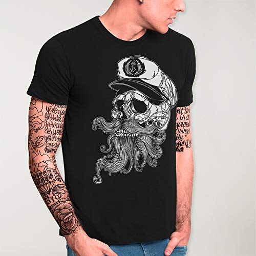 VIENTO Skull Mattketmo Camiseta para Hombre (Negro, L)