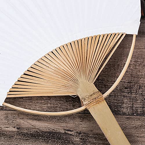 VIGAN 40 piezas mango de bambú blanco puro ventilador verano DIY blanco ventilador blanco caligrafía pintura en blanco grupo abanico decoración boda