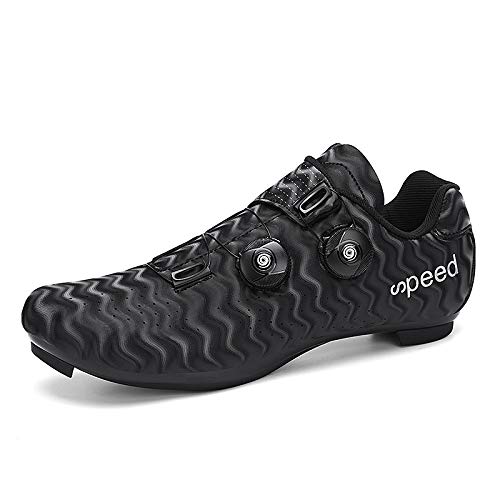 VIPBQO Zapatos de ciclismo para hombre SPD Road Ciclismo, adecuados para competiciones de ciclismo en interiores, zapatos de ciclismo con pedal para hombre, color Negro, talla 36 2/3 EU
