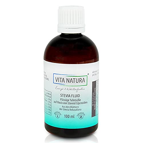 VITA NATURA Stevia líquido, Edulcorante natural, sustituto del azúcar - sin azúcar & sin calorías (100 ml = 700 porciónes)