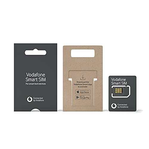 Vodafone Tarjeta Smart SIM - Funciona con determinados localizadores conectados por GPS, Smartwatches, Kits para el Hogar y Cámaras de Seguridad (No con teléfonos o Tablets), Requiere Suscripción