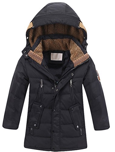 Vogstyle Abrigo de Invierno con Capucha para Niños Negro 12 años/Altura 150-160