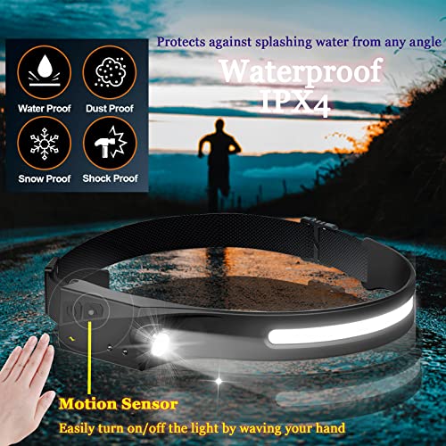 Vokida Linterna Frontal Led Recargable Exterior Portátil Sensor COB Faros delanteros Iluminación USB Impermeable para Camping Excursión Pesca Caza Acampar Cenderismo