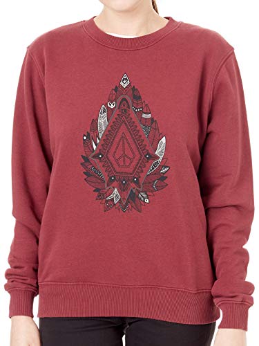 Volcom Sonido Check Fleece Sudadera, Mujer, B3131852, Granate, Extra-Small