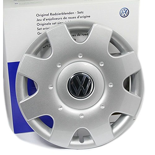 Volkswagen Original Tapacubos (4 Unidades) Juego Completo de 16 Pulgadas tapacubos Golf Touran Jetta Sportsvan Caddy Llantas de Acero Tapas Protectora Cromo Plata 1t0071456 a