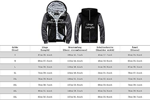 VSUSN Sudadera con Capucha para Hombre con Cremallera Manga Larga Ropa de Abrigo Invierno Cálido Forro Polar Chaqueta Más Dicke Sudaderas con Capucha(Negro,S)