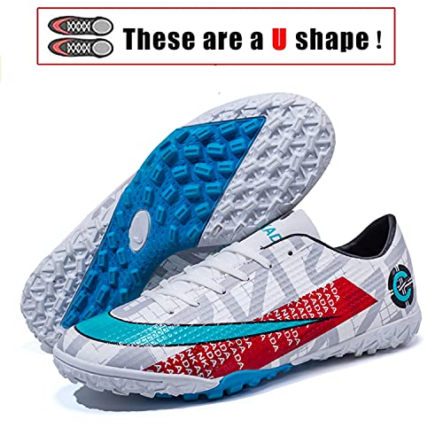 VTASQ Zapatillas de Fútbol Hombre Profesionales Antideslizante para Entrenar al Aire Libre Atletismo Zapatos de fútbol Zapatos de Entrenamiento Zapatos de Deporte Blanco 37EU