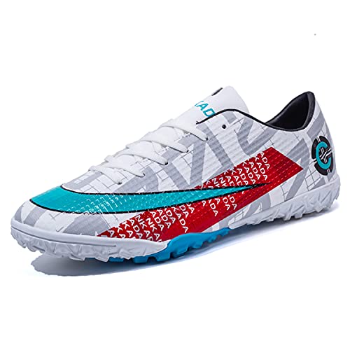 VTASQ Zapatillas de Fútbol Hombre Profesionales Antideslizante para Entrenar al Aire Libre Atletismo Zapatos de fútbol Zapatos de Entrenamiento Zapatos de Deporte Blanco 37EU