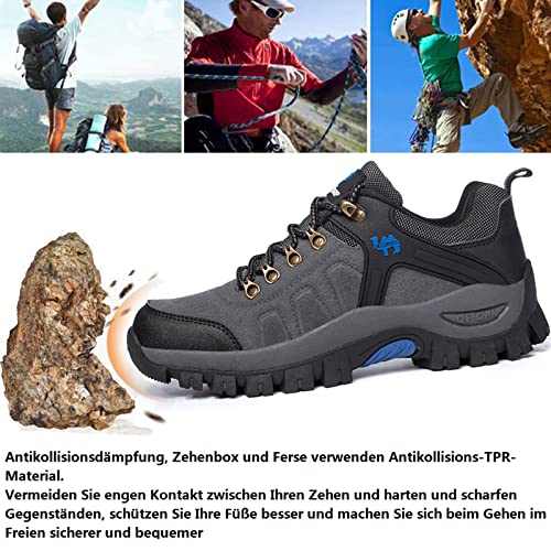 VTASQ Zapatillas Senderismo Hombre Impermeables Zapatillas Trekking Mujer al Aire Libre Botas Montaña Antideslizante Calzado Senderismo Gris 41 EU