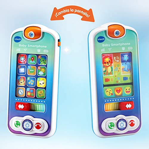 VTech - Baby Smartphone, teléfono Interactivo para bebés +12 Meses, Dos Pantallas táctiles, Diferentes apps de Juguete para interactuar simulando a los Mayores, Multicolor, versión ESP