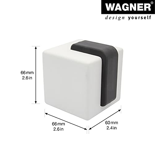 WAGNER Tope para la Puerta BETON CUBE BIG, Sujetapuertas Decorativo – 60 x 66 x 66 mm, Hormigón, Goma Termoplástica, Negro, Pesado, Diseño Elegante y Moderno – 15518701