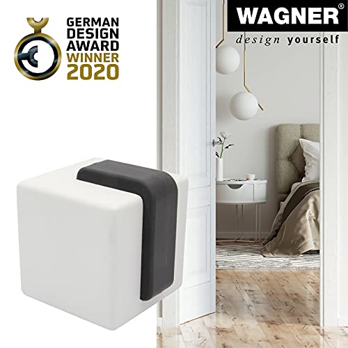 WAGNER Tope para la Puerta BETON CUBE BIG, Sujetapuertas Decorativo – 60 x 66 x 66 mm, Hormigón, Goma Termoplástica, Negro, Pesado, Diseño Elegante y Moderno – 15518701