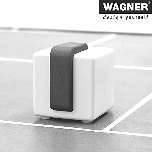 WAGNER Tope para la Puerta BETON CUBE BIG, Sujetapuertas Decorativo – 60 x 66 x 66 mm, Hormigón, Goma Termoplástica, Negro, Pesado, Diseño Elegante y Moderno – 15518701