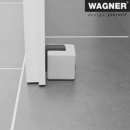 WAGNER Tope para la Puerta BETON CUBE BIG, Sujetapuertas Decorativo – 60 x 66 x 66 mm, Hormigón, Goma Termoplástica, Negro, Pesado, Diseño Elegante y Moderno – 15518701