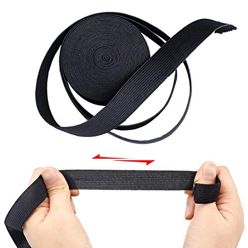 Wandefol 2pcs Banda Elástica Costura, Correa Elástica para Coser, Cinta de Goma de Costura 5M, Cinta Elástica para Ropa Manualidad Coser Bricolaje 2 Rollos Blanco Negro Extra Elasticidad