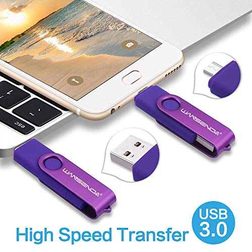 WANSENDA Memoria USB 3.0 Pendrive Flash Drive Dual Drive OTG Memoria Stick 256GB 128GB 64GB 32GB 16GB Pen Drive Almacenamiento Externo para Dispositivos Android/PC/Tablet