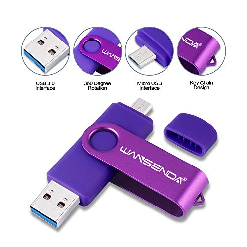 WANSENDA Memoria USB 3.0 Pendrive Flash Drive Dual Drive OTG Memoria Stick 256GB 128GB 64GB 32GB 16GB Pen Drive Almacenamiento Externo para Dispositivos Android/PC/Tablet