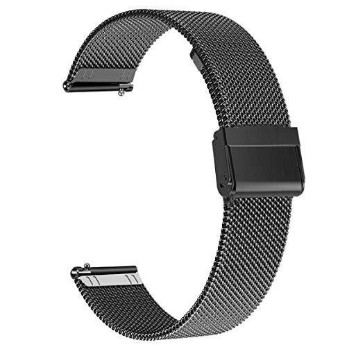 WATORY Compatible con Daniel Wellington y Fossil Gen 4 Q Venture HR de 36 mm, malla de acero inoxidable, correa de repuesto para Garmin Vivoactive 4S 40 mm, color negro