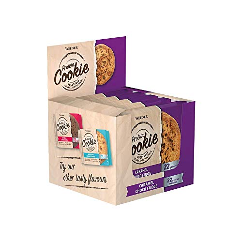 Weider- Protein Cookies- 12 x 90 g. Galleta de proteínas 100% vegana. Caramel Choco Fudge