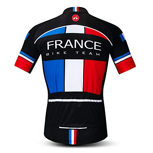 Weimostar Camisetas de Ciclismo para Hombre Camisetas de Ciclismo Manga Corta Cremallera Completa Ropa de Bicicleta Francia Multi XXL