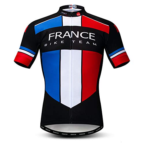 Weimostar Camisetas de Ciclismo para Hombre Camisetas de Ciclismo Manga Corta Cremallera Completa Ropa de Bicicleta Francia Multi XXL